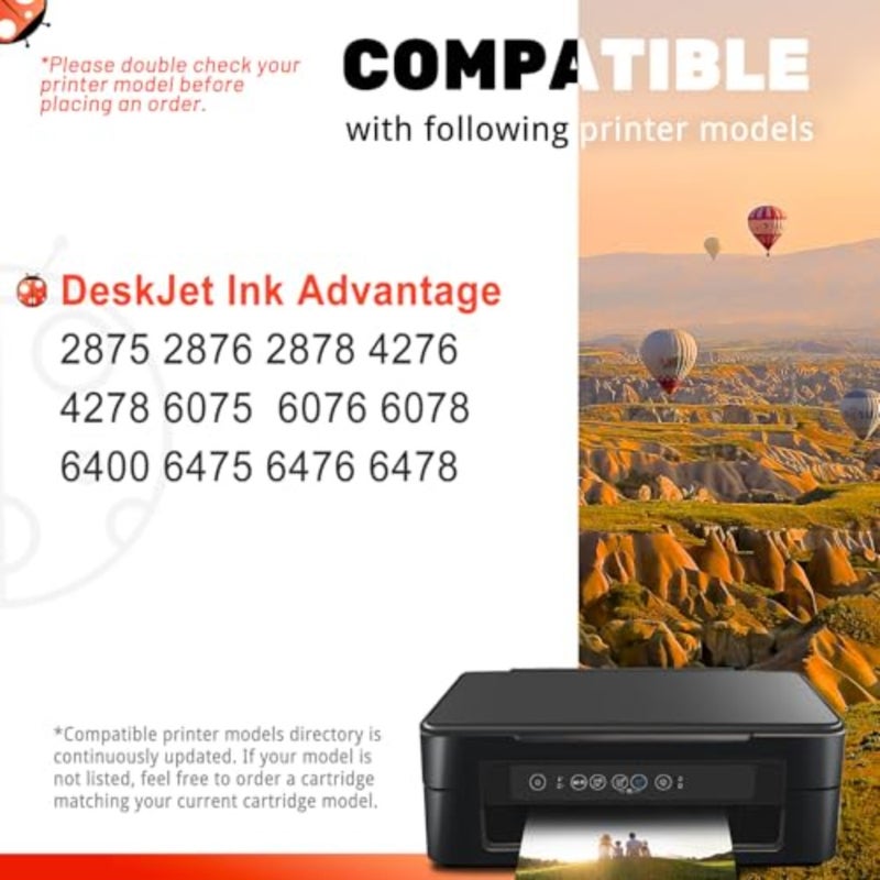 COCCINK 653 XL Ink Cartridges for HP 653 Ink Cartridge for HP 653XL HP653 for DeskJet 2875 2876 2878 4276 4278 6075 6076 6078 6400 6475 Printer Ink Replacement Black and Color Combo Pack High Yield - Image 2