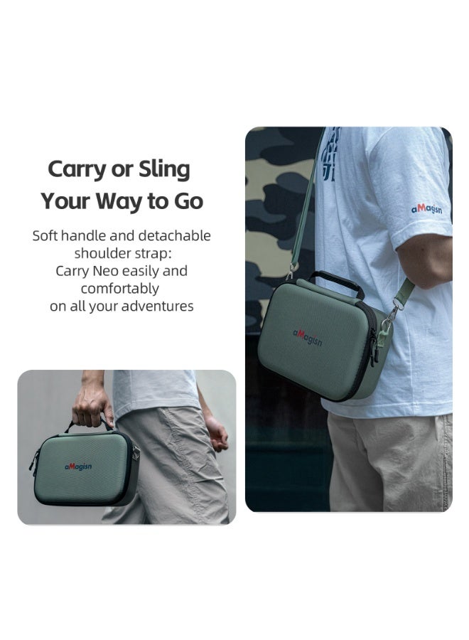 aMagisn حقيبة تخزين لكاميرا DJI Neo Fly More Combo، حقيبة كتف مدمجة وخفيفة الوزن مع حزام، طبقتان لتخزين الطائرة، وحدة التحكم، البطاريات والإكسسوارات، مقاومة للصدمات ومناسبة للسفر（أبيض） - Image 5