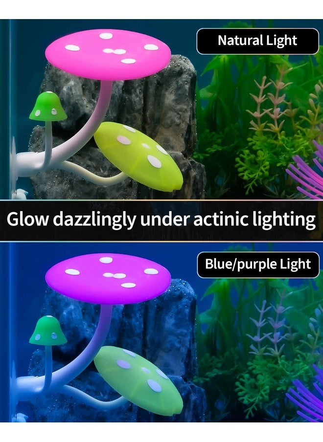 Uniclife Uniclife Betta Mushroom Hammock Soft Aquarium Rest Bed Fish Breeding Playing Pad with Suction Cup Silicone Ornament Decoration Colorful Lifelike Decor for Fish Tank Landscape, 2 Pack  - Image 3