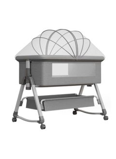 Star Kids 3- In- 1 Adjustable Bedside Movable Folding Crib Baby Bassinet, Rocking Sleeper With Mattress, Storage Basket And Mosquito Net  - Image 1
