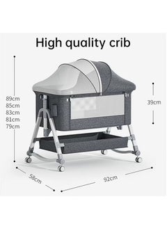 Star Kids 3- In- 1 Adjustable Bedside Movable Folding Crib Baby Bassinet, Rocking Sleeper With Mattress, Storage Basket And Mosquito Net  - Image 2