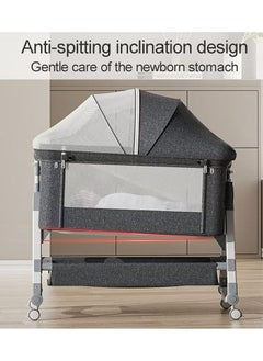Star Kids 3- In- 1 Adjustable Bedside Movable Folding Crib Baby Bassinet, Rocking Sleeper With Mattress, Storage Basket And Mosquito Net  - Image 3
