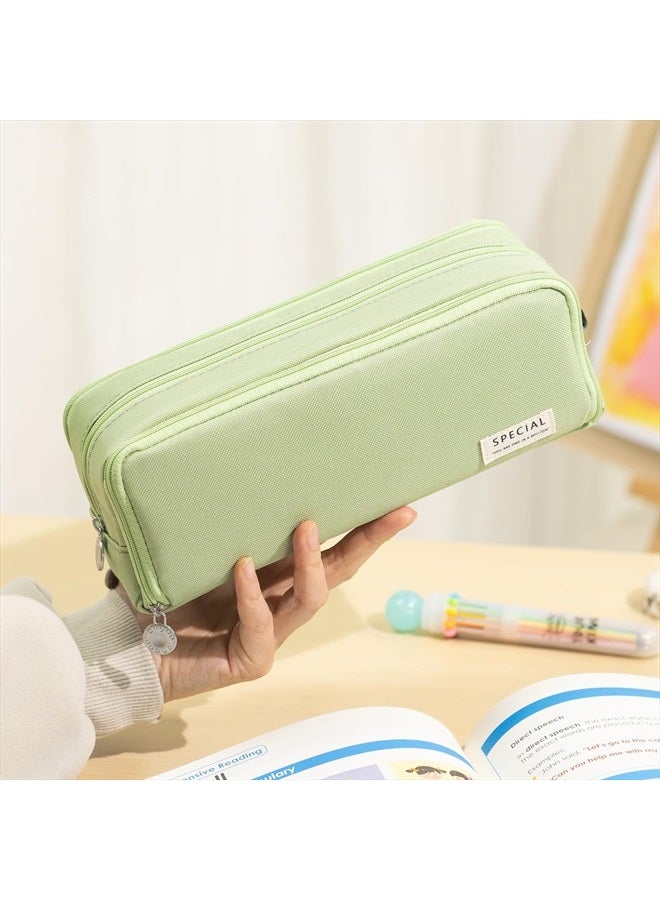 CICIMELON Large Capacity Pencil Case 3 Compartment Pouch Pen Bag for School Teen Girl Boy Men Women (Green) - Image 5
