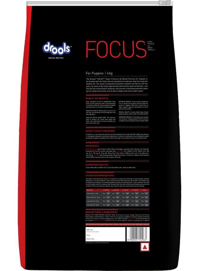 Drools Focus Puppy Super Premium Dry Dog Food, 4kg Pack - Image 2
