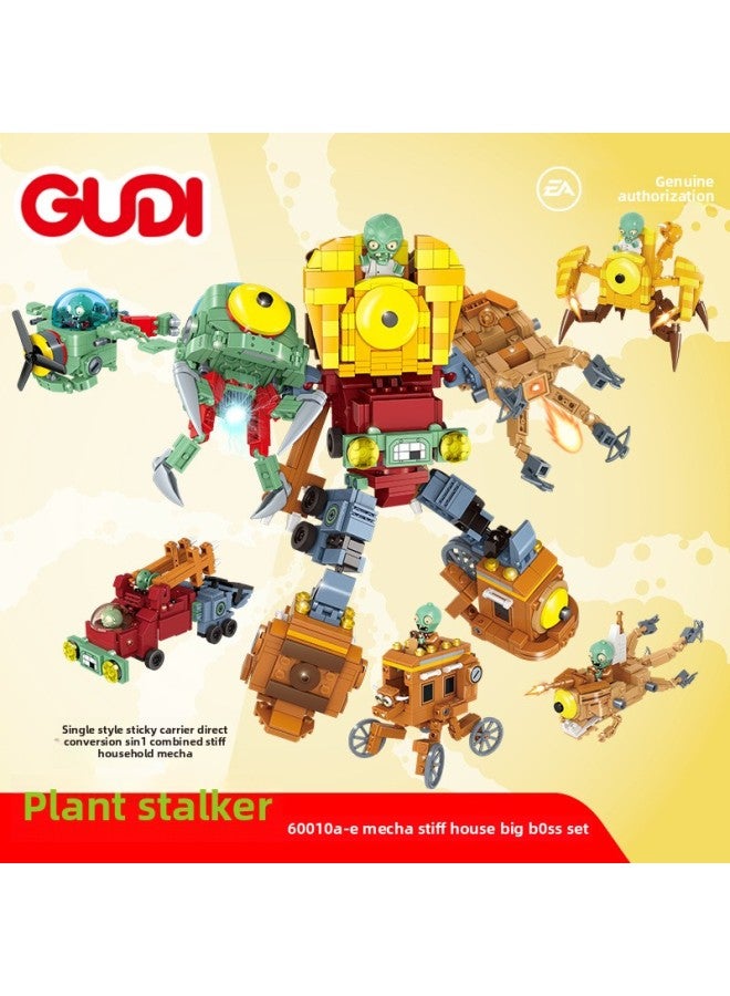 GUDI Goody Plants Vs. Zombies Building Blocks Genuine Licensed Educational Toys For Boys Over 6 Years Old Gift Set 2-Color:60010A-E Mecha Zombie Big BOSS Suit  - Image 1