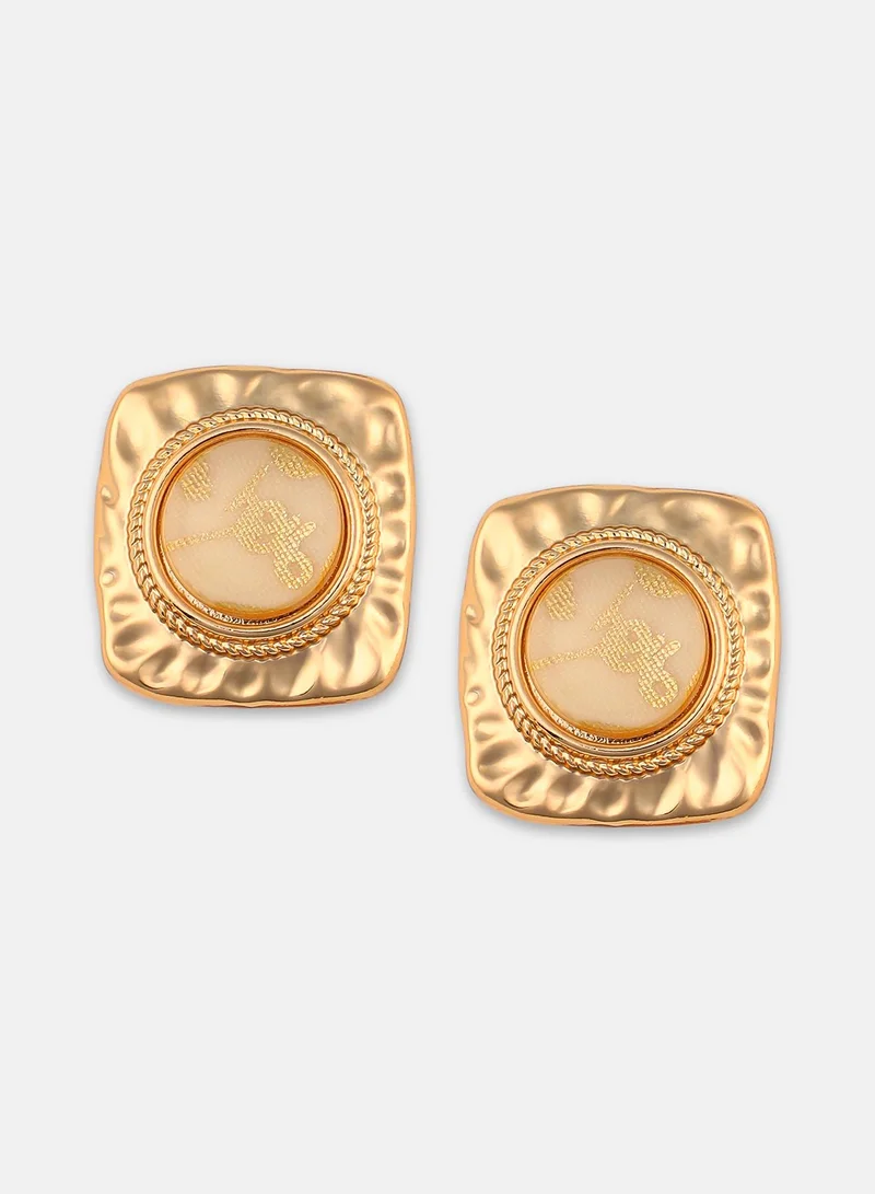 Sohi  Textured Square Domed Earrings for Women | Best Price UAE