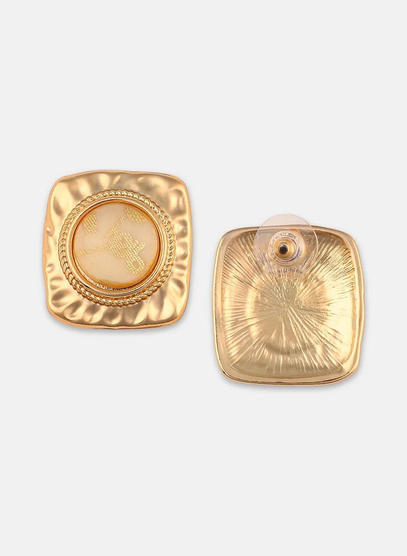 Sohi  Textured Square Domed Earrings for Women | Best Price UAE
