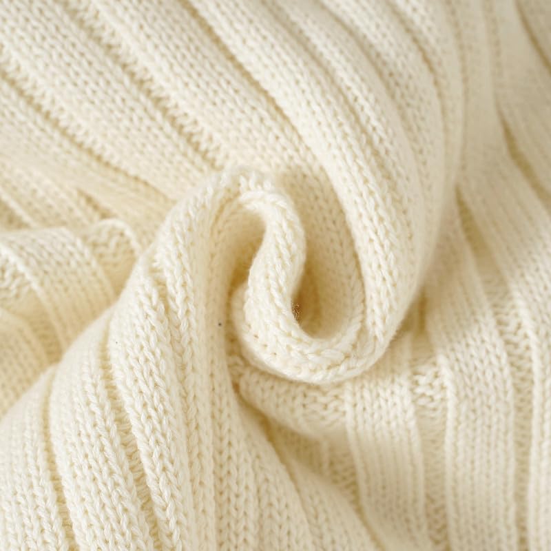 Neiwech Newborn Boy Girl Outfits Baby Knit Romper Cozy Soft Long Sleeve Striped Solid Clothes Gift for Infant White 0-3 Months - Image 5