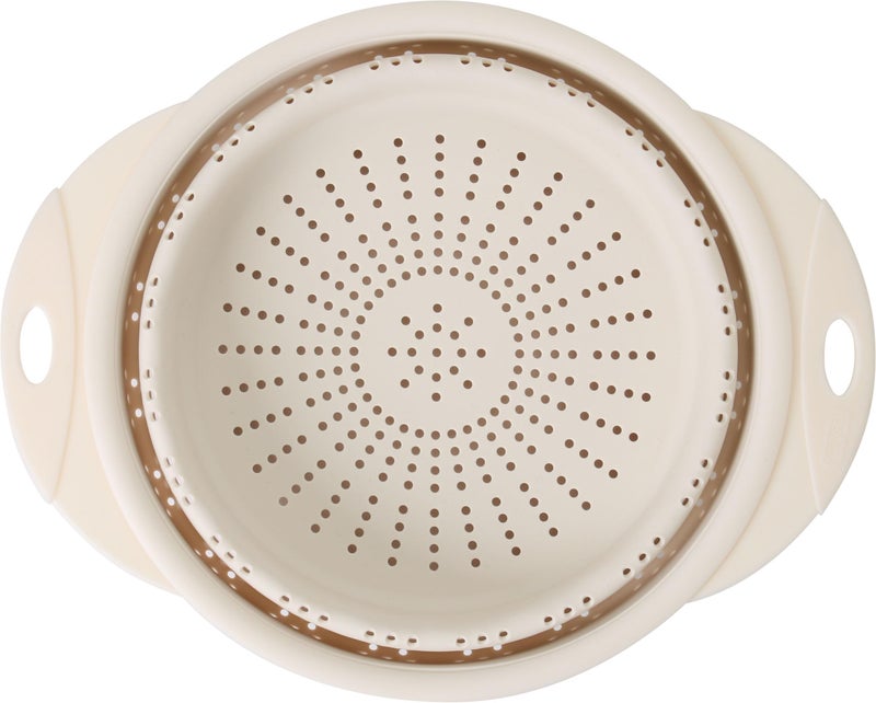 Dexas 10 Collapsible Silicone Colander in Cream Kitchen Strainer with Handles 151 Cup Capacity BPAFree HeatResistant SpaceSaving Kitchen Tool - Image 2