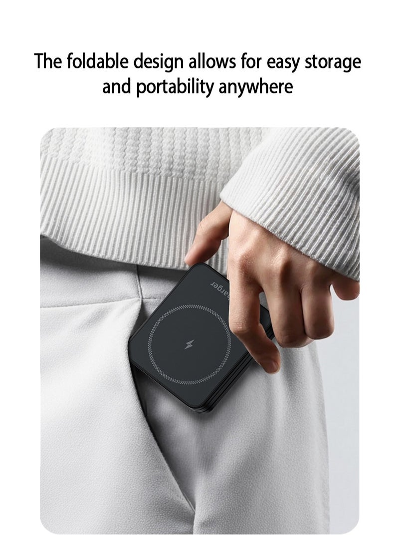 Jourvent - 15W Magnetic 3-in-1 Wireless Charging Station – A Sleek, Foldable Charging Base With An Illuminated Stand, Designed For MagSafe-Compatible Devices. Efficiently Powers Your Smartphone, Smartwatch, And AirPods Simultaneously, Keeping Your Workspace Organized While Ensuring Your Essentials Stay Charged Anytime, Anywhere. Perfect For Home, Office, Or Travel. - Image 1