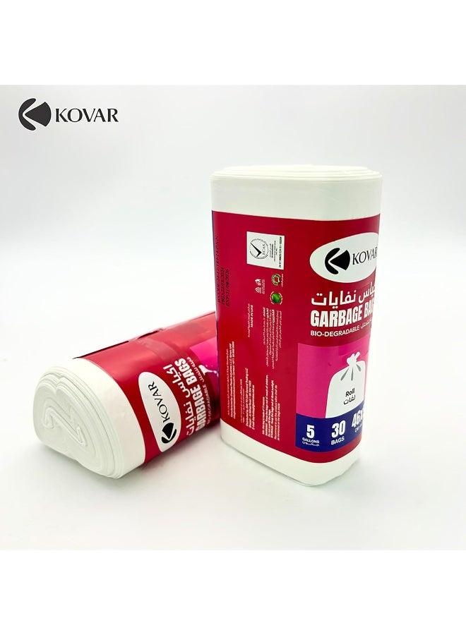 KOVAR Biodegradable & Antibacterial 5 Gallon Garbage Bags | Plastic Trash Bags | Leak-Proof Bin Bags for Wet & Dry Waste | 120 Pcs with 4-Pack Roll Set | Waste Bag for Indoor and Outdoor | 46cm x 52cm - Image 2