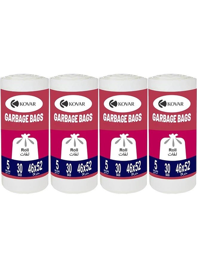KOVAR Biodegradable & Antibacterial 5 Gallon Garbage Bags | Plastic Trash Bags | Leak-Proof Bin Bags for Wet & Dry Waste | 120 Pcs with 4-Pack Roll Set | Waste Bag for Indoor and Outdoor | 46cm x 52cm - Image 1