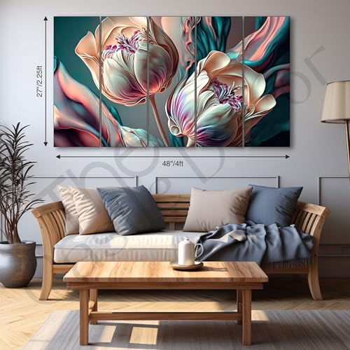 The Castle Decor Flower painting with frame Big Size 27x48 Wall art for living room,Bedroom,Drawing room,Hotels-Wooden Framed-690 - Image 3