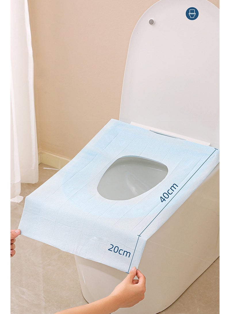 50-Pack Disposable Toilet Seat Covers, Double-Layer Waterproof Toilet Mats with Quadruple Adhesive Strips, Individually Wrapped, Non-Slip, Natural Ingredients for Travel, Public Restrooms, Office, Hotel - Image 1