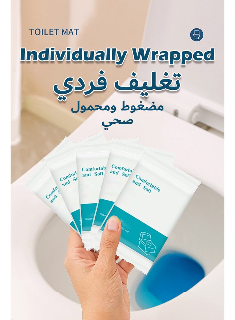 50-Pack Disposable Toilet Seat Covers, Double-Layer Waterproof Toilet Mats with Quadruple Adhesive Strips, Individually Wrapped, Non-Slip, Natural Ingredients for Travel, Public Restrooms, Office, Hotel - Image 4