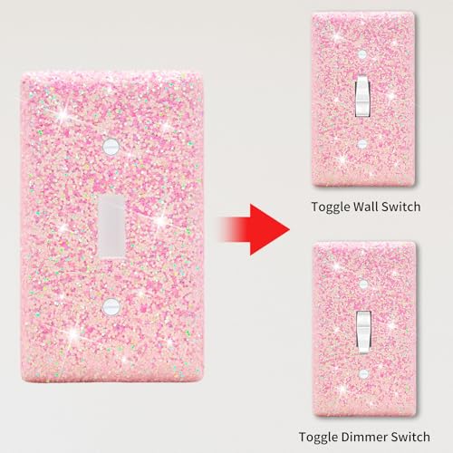 Dengduoduo Wall Plates Light Switch Cover Decorative Outlet Covers, Shiny Glitter Bling Wall Plate Cover Wall Plate Single Gang Toggle for Kitchen Bedroom Living Room Home Decor - Image 3