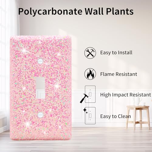 Dengduoduo Wall Plates Light Switch Cover Decorative Outlet Covers, Shiny Glitter Bling Wall Plate Cover Wall Plate Single Gang Toggle for Kitchen Bedroom Living Room Home Decor - Image 5