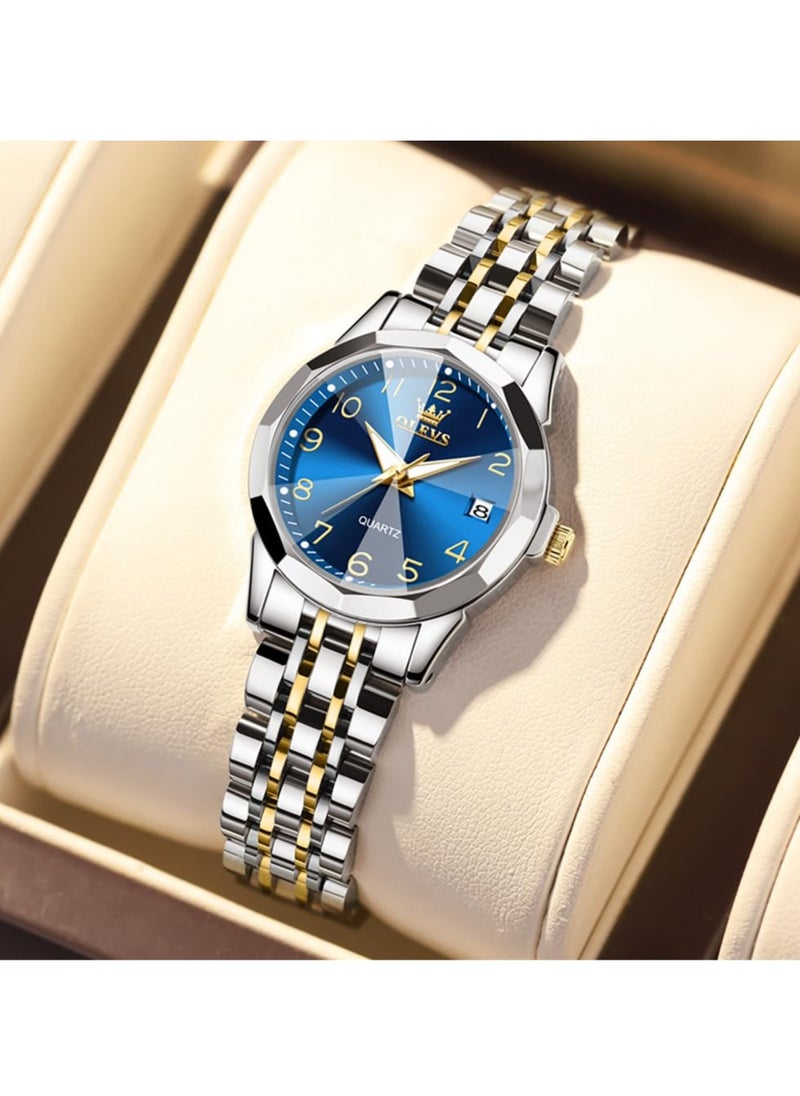 OLEVS - OLEVS Women's Watch Classic Dress Digital Women's Watch Analog Quartz Stainless Steel Waterproof Luminous Date Two-tone Easy to Read Watch - Image 1