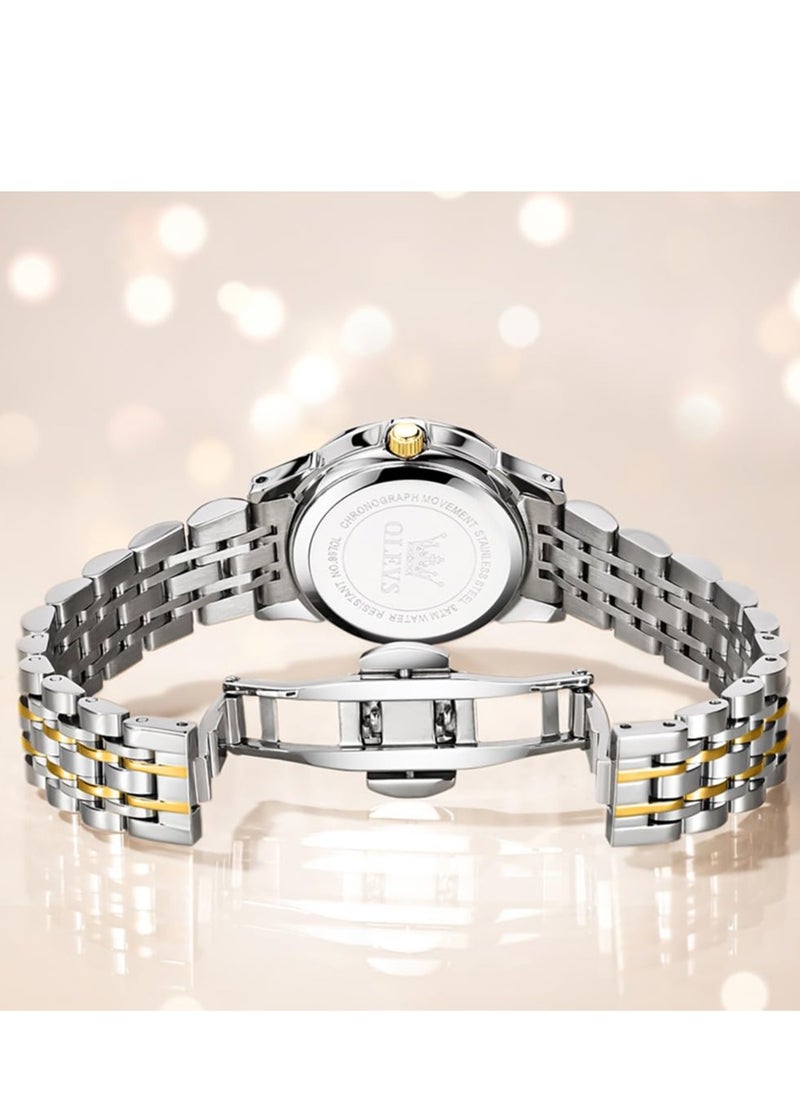 OLEVS - OLEVS Women's Watch Classic Dress Digital Women's Watch Analog Quartz Stainless Steel Waterproof Luminous Date Two-tone Easy to Read Watch - Image 1