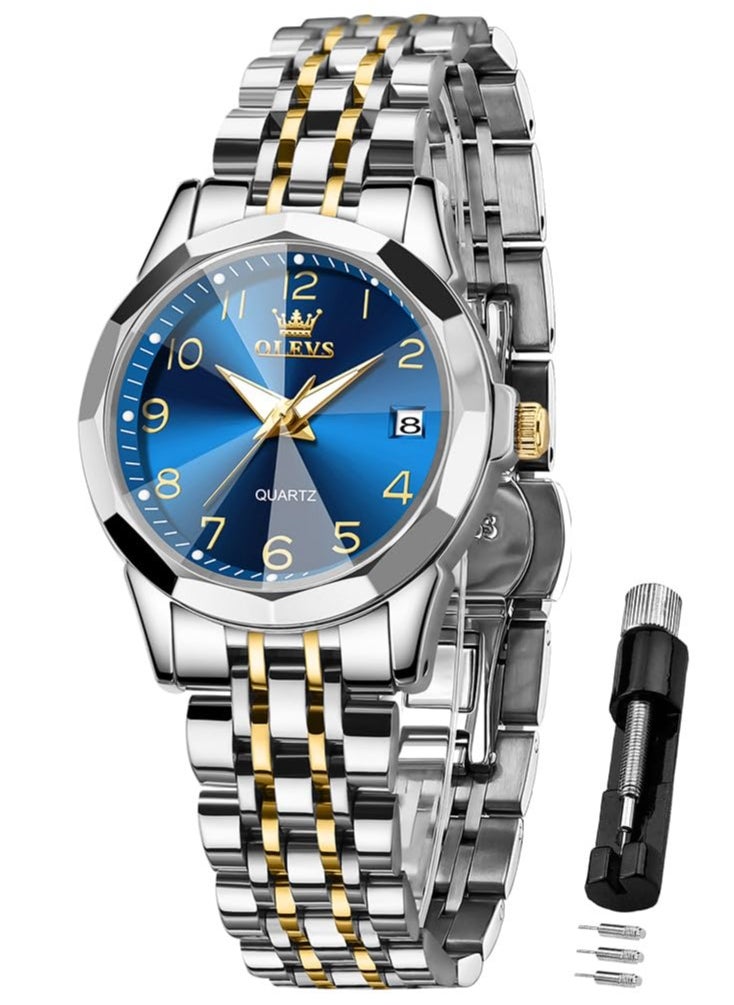 OLEVS - OLEVS Women's Watch Classic Dress Digital Women's Watch Analog Quartz Stainless Steel Waterproof Luminous Date Two-tone Easy to Read Watch - Image 1