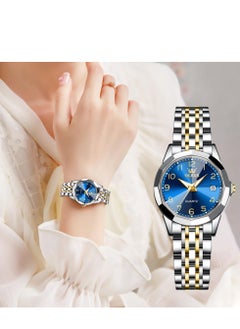 OLEVS Women's Watch Classic Dress Digital Women's Watch Analog Quartz Stainless Steel Waterproof Luminous Date Two-tone Easy to Read Watch