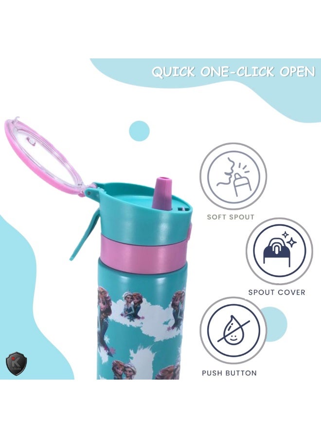 i-kola FRP ZE BLUE 320 ML Kids Water Bottle for School | BPA-Free Stainless Steel Water Bottle for Boys & Girls | Leakproof, Unbreakable, Easy to Drink, Quick Open Lock (TS-9218 AS 3) - Image 5