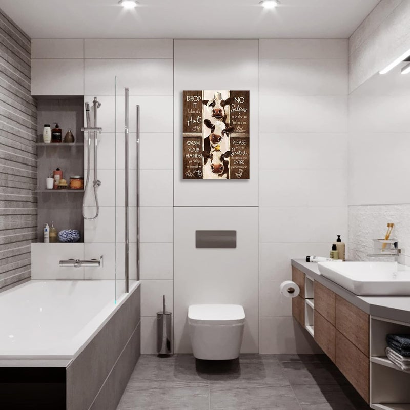 Fuzawet Farmhouse Cow Bathroom Wall Art - Image 5