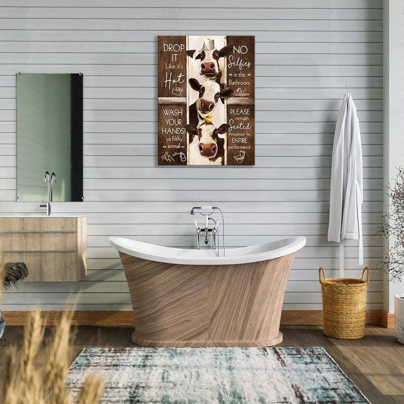 Fuzawet Farmhouse Cow Bathroom Wall Art - Image 2