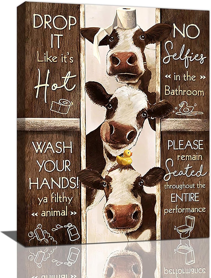 Fuzawet Farmhouse Cow Bathroom Wall Art - Image 1