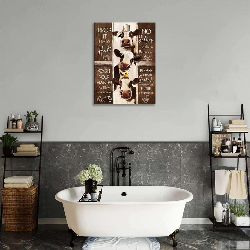 Fuzawet Farmhouse Cow Bathroom Wall Art - Image 4