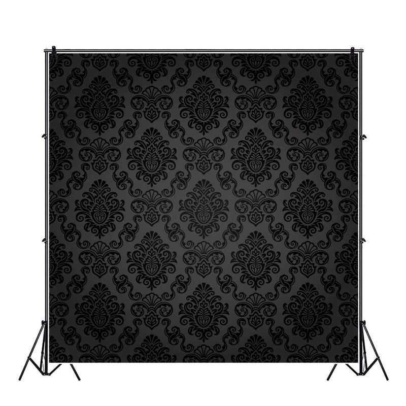 Haoyiyi 4x4ft Black Damask Floral Pattern Backdrop Vintage Classic Flower Pattern Interior Room Retro Dark Wall Photography Background Girl Kid Adult Artistic Portrait Photo Studio Wallpaper Props - Image 2