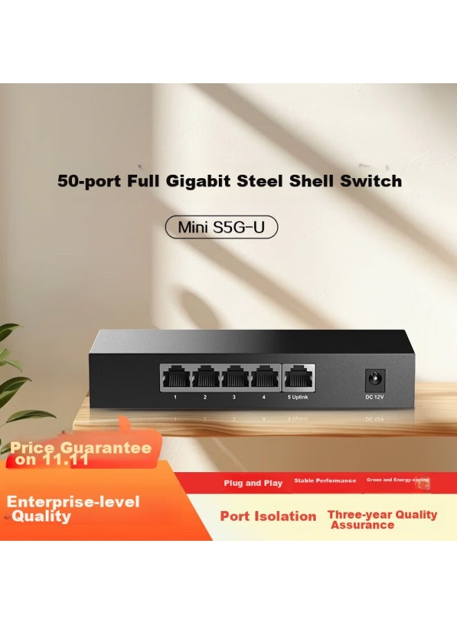 H3c 5-port Gigabit Switch, Unmanaged Enterprise-grade Switch, Monitoring Network Cable Splitter, Home Dormitory Splitter, Mini S5g-u - Image 1