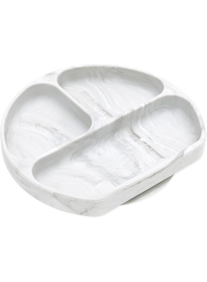 Bumkins Silicone Grip Divided Plate - Baby Toddler Plate - BPA Free, Microwave & Dishwasher Safe - Marble - Image 1