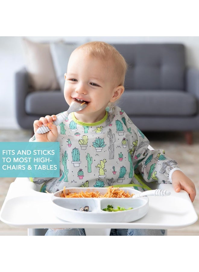Bumkins Silicone Grip Divided Plate - Baby Toddler Plate - BPA Free, Microwave & Dishwasher Safe - Marble - Image 3