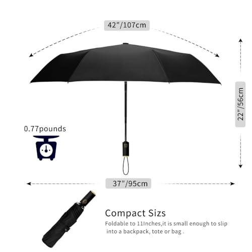 Cuby UV Sun Umbrella Compact Folding Travel Umbrella Auto Open and Close for Windproof, Rainproof & 99% UV Protection Parasol with Black Anti-UV Coating（Black） - Image 5