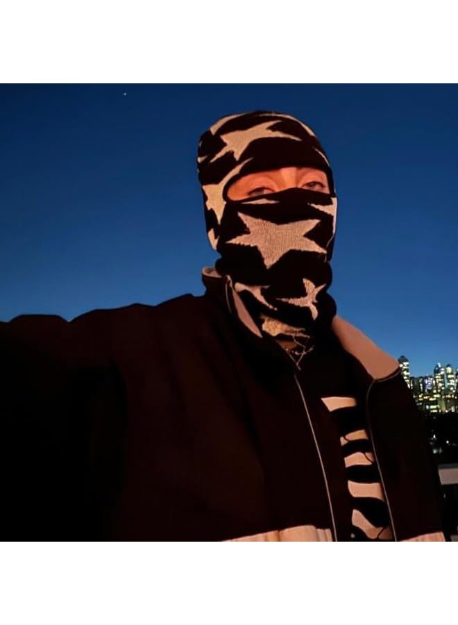 Axepet Punk Balaclava Ski Mask Y2K Star Full Face Mask Singer Merch Knitted Face Cover for Women Men Winter Outdoor Sports Black - Image 3