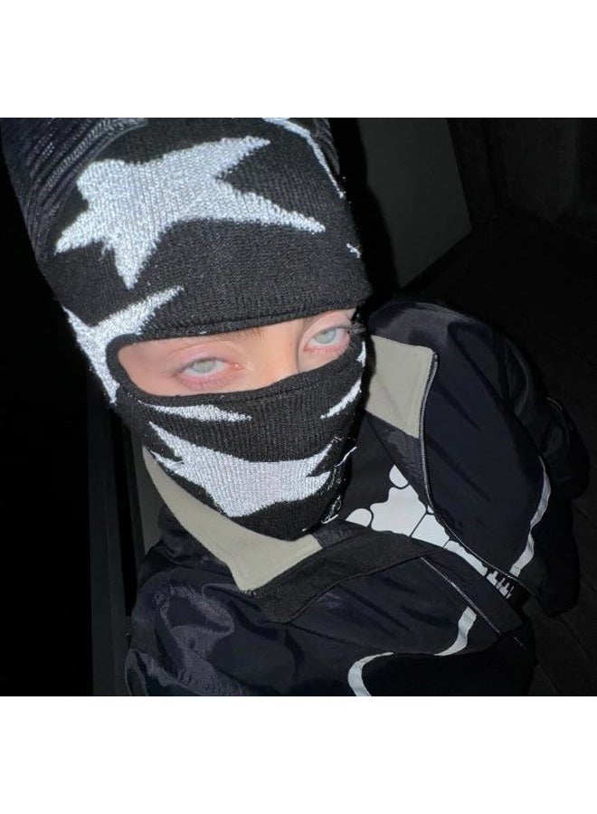 Axepet Punk Balaclava Ski Mask Y2K Star Full Face Mask Singer Merch Knitted Face Cover for Women Men Winter Outdoor Sports Black - Image 4
