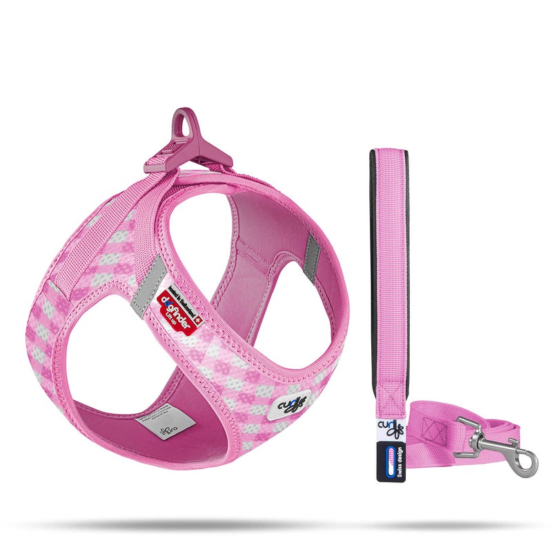Curli Vest Harness curli Clasp AirMesh PinkCaro 2XS Leash M - Image 2