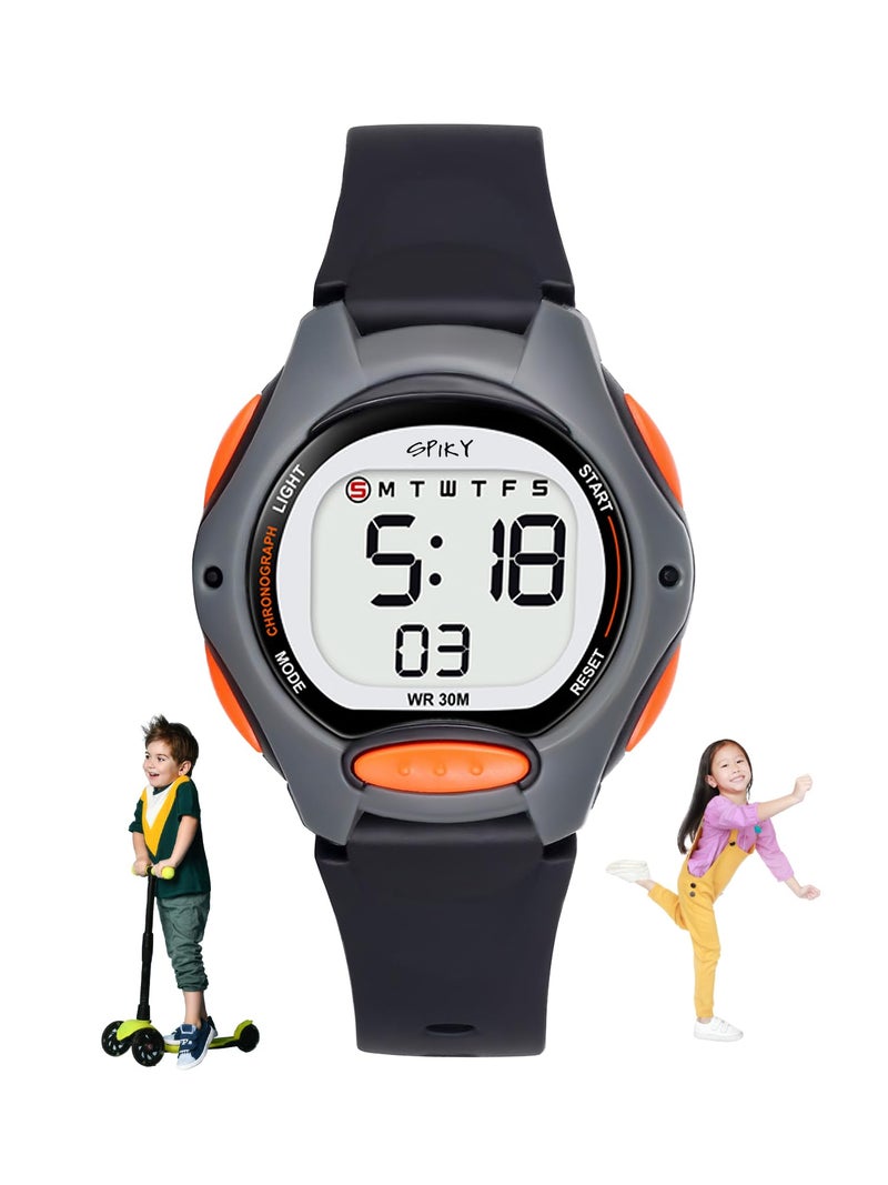 SPIKY Digital Sports Watch for Kids (Black) | Multifunctional with Luminous LED Display & Alarm | Water-Resistant & Silicone Strap | Best Birthday Gift Wrist Watches for Boys & Girls | Age 2-14 Yrs - Image 1