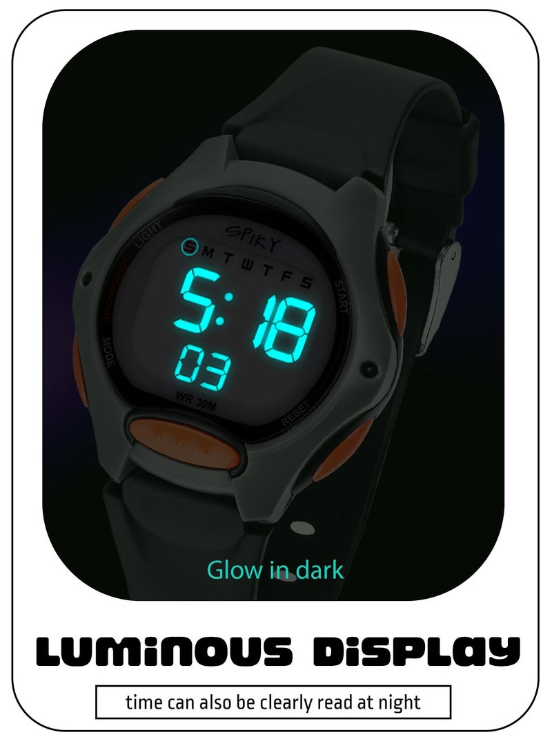 SPIKY Digital Sports Watch for Kids (Black) | Multifunctional with Luminous LED Display & Alarm | Water-Resistant & Silicone Strap | Best Birthday Gift Wrist Watches for Boys & Girls | Age 2-14 Yrs - Image 2