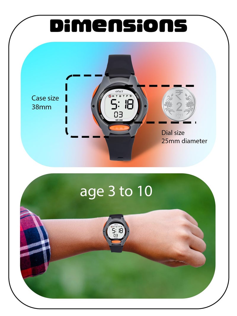 SPIKY Digital Sports Watch for Kids (Black) | Multifunctional with Luminous LED Display & Alarm | Water-Resistant & Silicone Strap | Best Birthday Gift Wrist Watches for Boys & Girls | Age 2-14 Yrs - Image 3