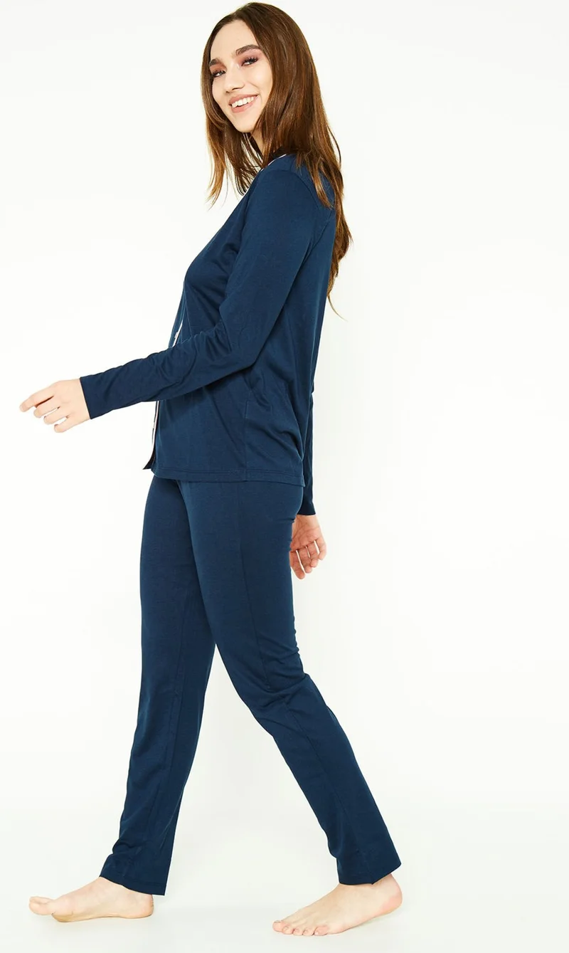 pierre cardin Classic Navy Blue Women's Shirt Pajama Set