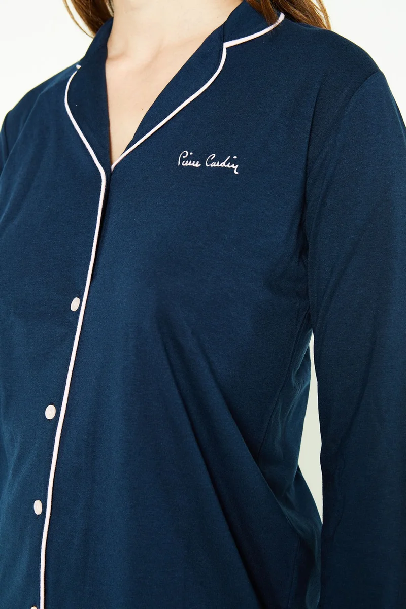 pierre cardin Classic Navy Blue Women's Shirt Pajama Set