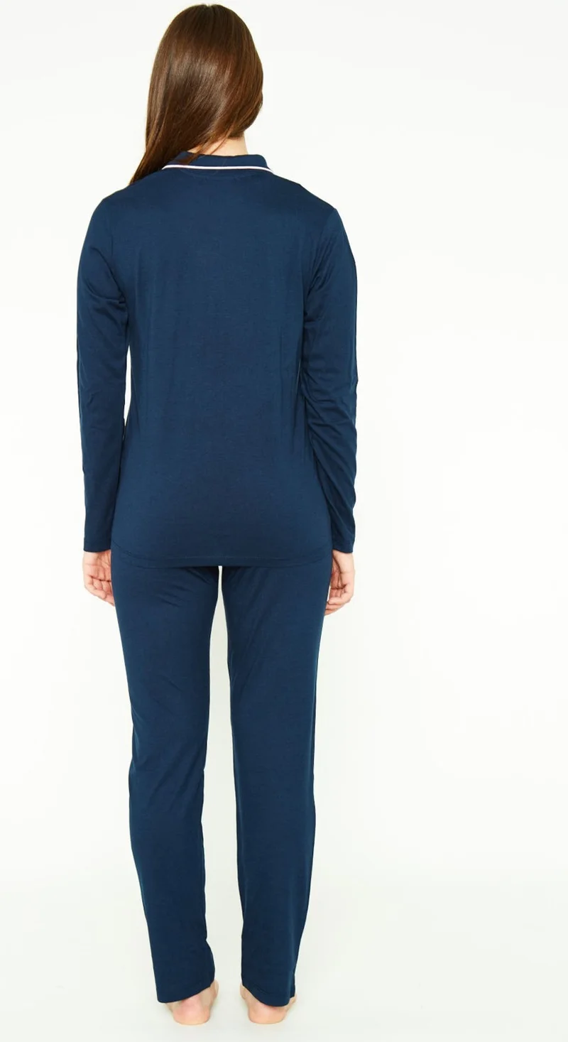 pierre cardin Classic Navy Blue Women's Shirt Pajama Set