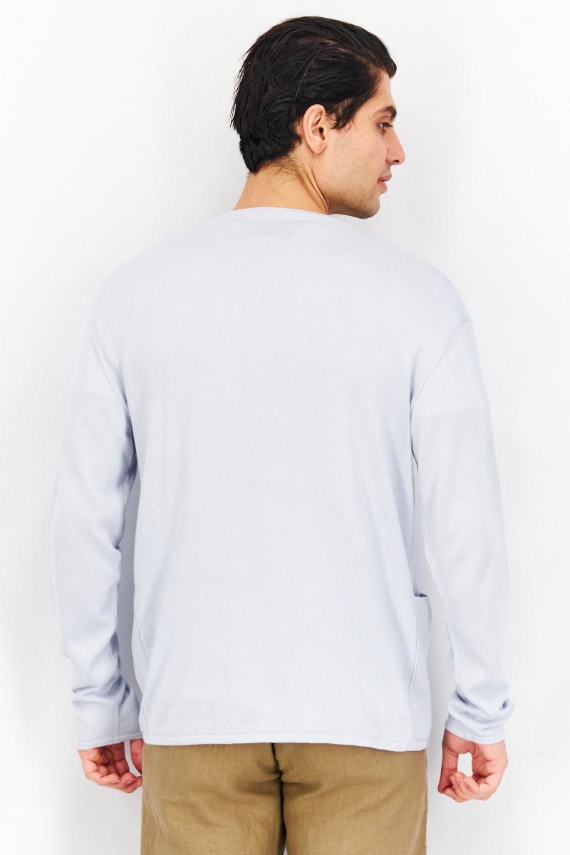 SELECTED كارديجان هوجو محبوك للرجال على شكل حرف V، أزرق فاتح - Image 2