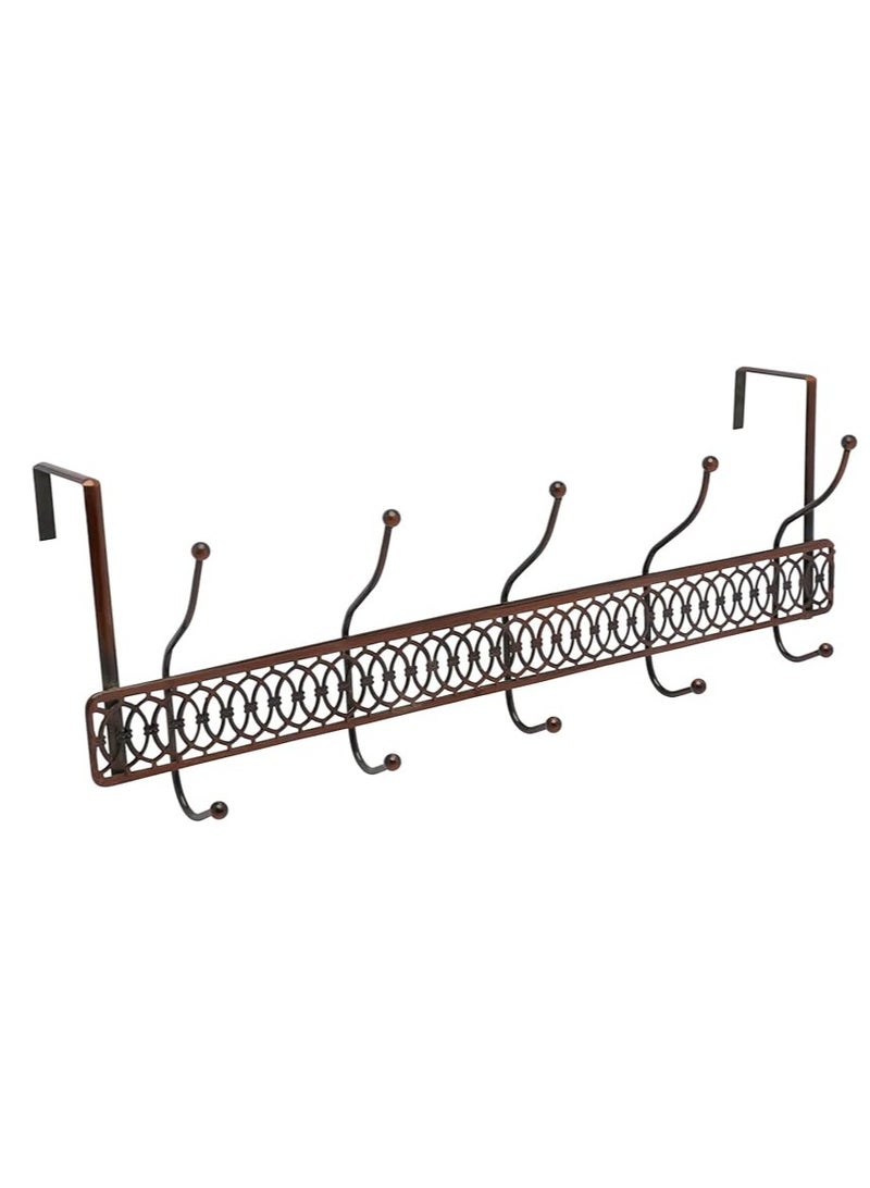 Over The Door Hanger | Over The Door Hook | Coat Rack and Movable Clothes Rack With 5 Hooks For Hanging | Heavy Duty Aluminum Door Organizer For Towels Clothes Hats Bags Behind Bathroom Door - Image 2