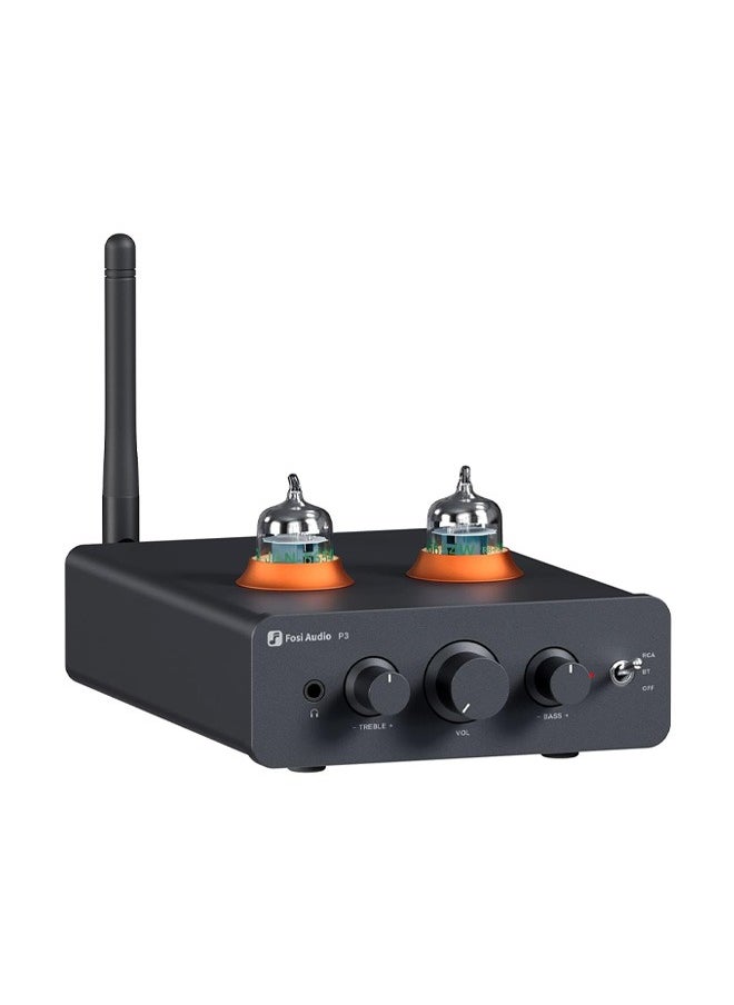 Fosi Audio Fosi Audio P3 Tube Preamp Headphone Amplifier Home Audio Preamplifier Mini Vacuum Pre Amp with Bluetooth aptX LL HD Bass and Treble Tone Controls for HiFi Stereo Active Speakers with RCA AUX Jacks  - Image 1