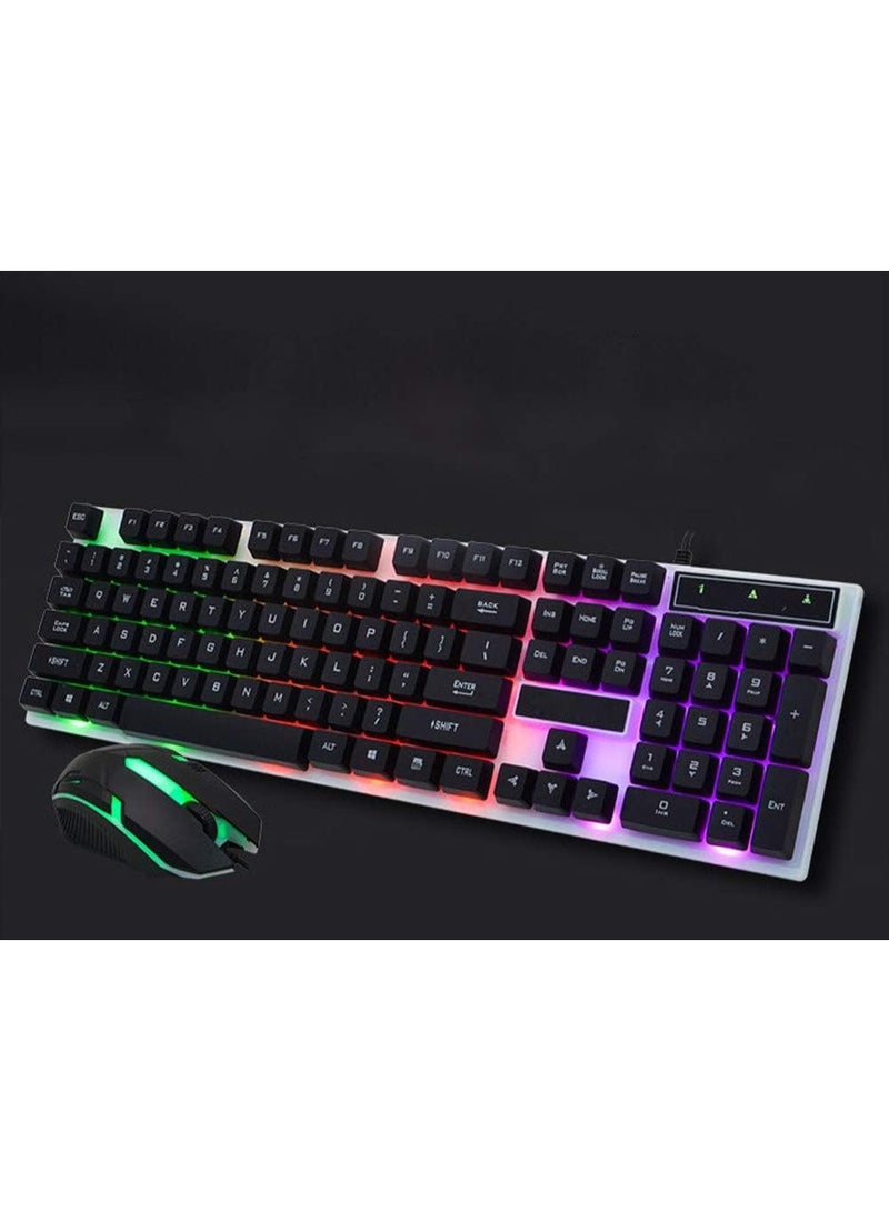 VODIRK GT100 Luminous Gaming Keyboard and Mouse Combo with RGB Backlit Keys, Full-Size Keyboard, Number Pad, Ergonomic Gaming Mouse, USB Wired Connection, and Stylish Black Design for PC Gaming - Image 2