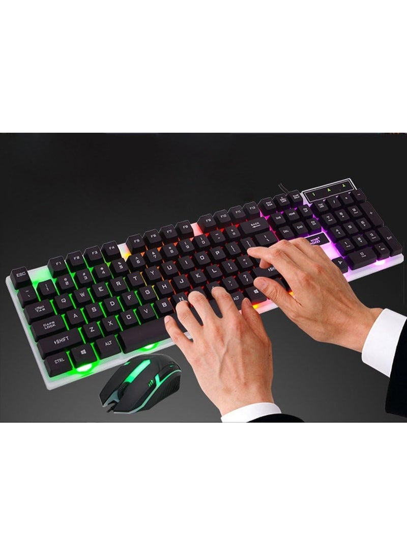 VODIRK GT100 Luminous Gaming Keyboard and Mouse Combo with RGB Backlit Keys, Full-Size Keyboard, Number Pad, Ergonomic Gaming Mouse, USB Wired Connection, and Stylish Black Design for PC Gaming - Image 3