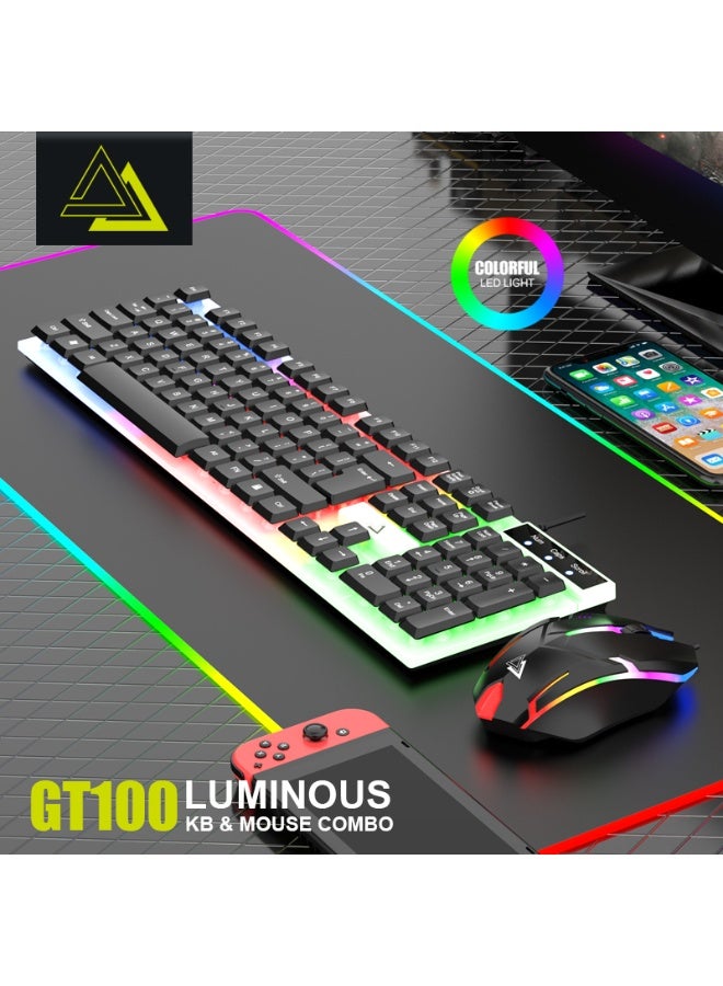 VODIRK GT100 Luminous Gaming Keyboard and Mouse Combo with RGB Backlit Keys, Full-Size Keyboard, Number Pad, Ergonomic Gaming Mouse, USB Wired Connection, and Stylish Black Design for PC Gaming - Image 4